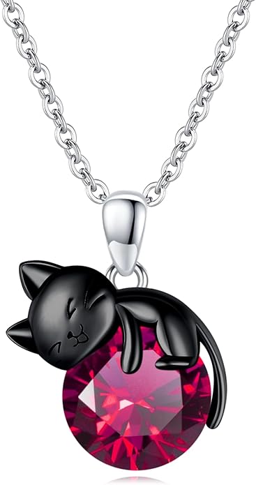 Cat Necklace Sterling Silver Cat Pendnat with Rose Quartz Pearl Jewelry Gifts for Women Cat Lovers