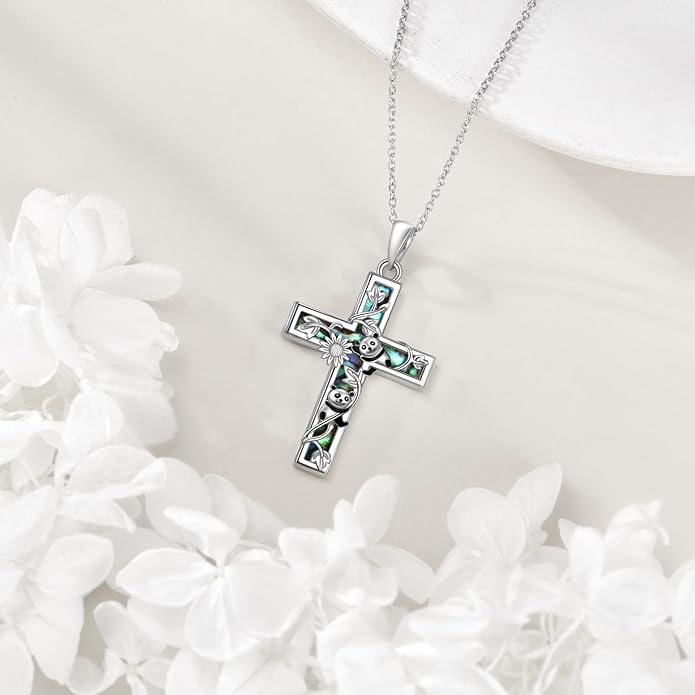 YFN Cross Necklace Sterling Silver Religious Cross Pendant Jewelry Christian Gifts for Women Men