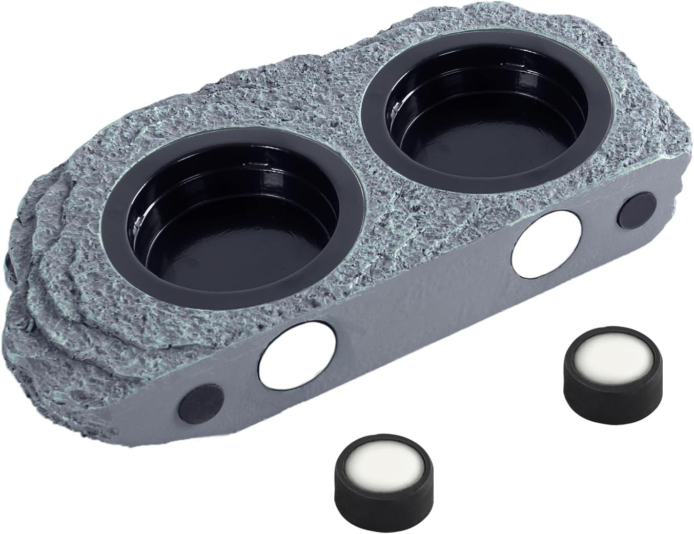 Wacool Magnetic Gecko Ledge - Double Bowl Reptile Feeding Tray with 6 Feeding Cups for Geckos, Lizards, Chameleons and Reptile Pets