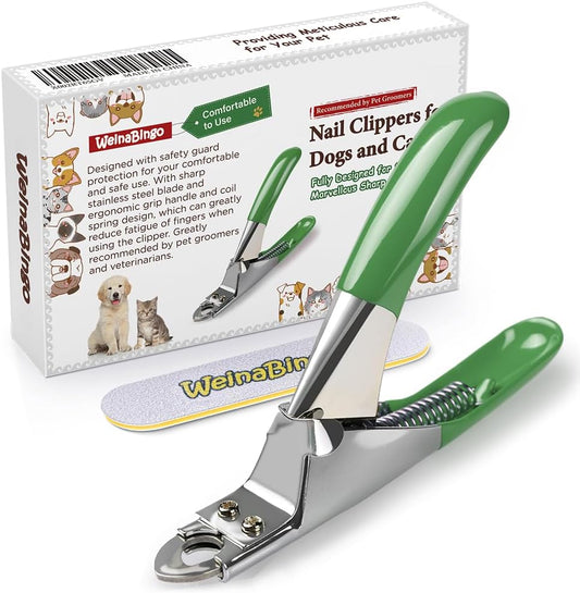 Dog Cat Pets Nail Clippers, Professional Pets Claw Trimmer with Free Nail File, Sharp Stainless Steel Blade, Sturdy Non Slip Handles - for Safe, Professional at Home Grooming