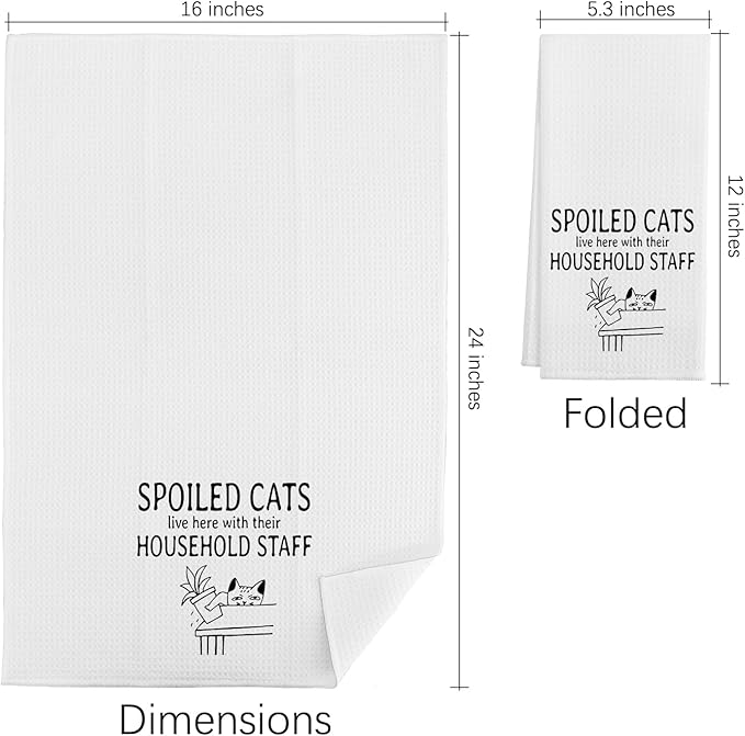 QIYUHOY Spolled Cats Kitchen Towels and Dishcloths,Hand Towels for Kitchen,Cat Theme Dish Towels Gifts for Cat Lovers,24x16 Inch