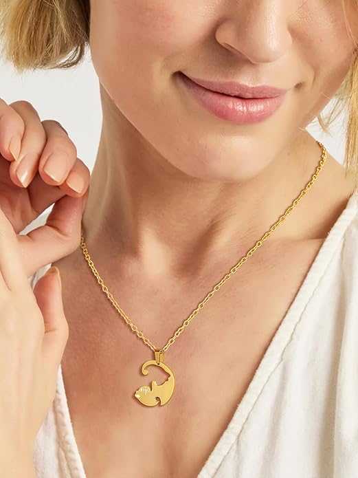 U7 Cat Pendant Necklace for Women Stainless Steel Cute Kitty Cat Jewelry Gift