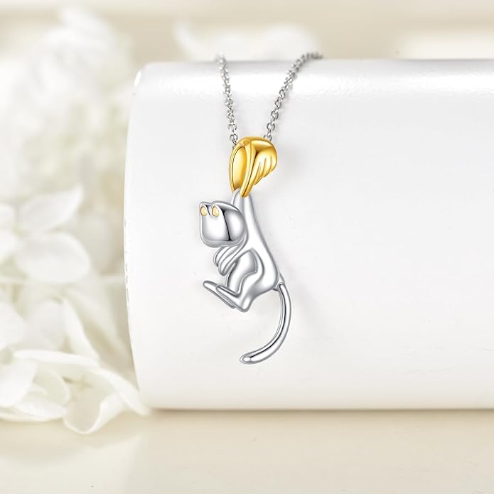 POPLYKE Spider/Butterfly/Fox/Killer Whale/Pande/Shark/Cat/Owl/Mermaid/Dragonfly Necklace 925 Sterling Sliver Animal Necklace Pendant Jewelry Gifts for Women