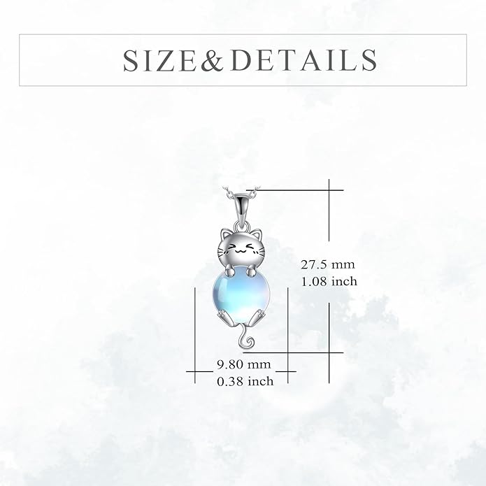 Cat Necklace Sterling Silver Cat Pendnat with Rose Quartz Pearl Jewelry Gifts for Women Cat Lovers