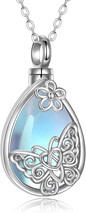 Butterfly/Dragonfly Urn Necklace for Ashes 925 Sterling Silver Celtic Knot Butterfly/Dragonfly Pendant Cremation Keepsake Necklace for Women Jewelry