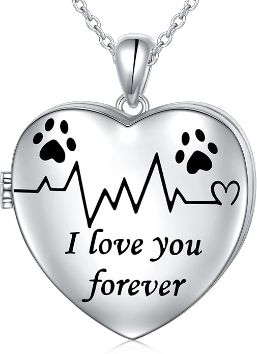 Ladytree S925 Sterling Silver Puppy Dog Cat Pet Paw Print Pendant Necklace 18 inches