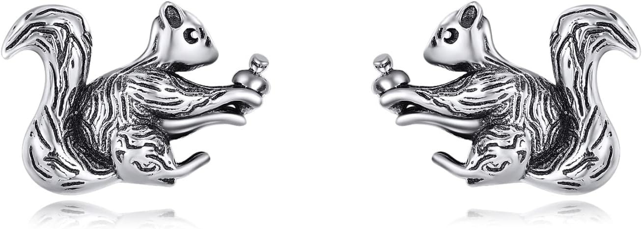 Sterling Silver Cat / Cow / Pig / Bunny / Squirrel / Giraffe / Highland Cow / Lion / Chicken / Ladybug / Star / Moon Stud Earrings for Women Cute Animal Post Earrings Hypoallergenic Animal Jewelry Gift for Teens Girls