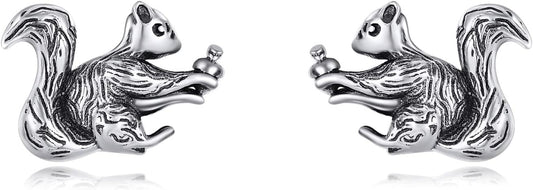 Sterling Silver Cat / Cow / Pig / Bunny / Squirrel / Giraffe / Highland Cow / Lion / Chicken / Ladybug / Star / Moon Stud Earrings for Women Cute Animal Post Earrings Hypoallergenic Animal Jewelry Gift for Teens Girls