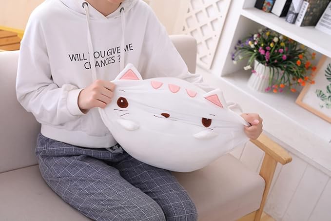 Cute Plush Cat Stuffed Squishy Animal Cat Cylindrical Body Cat Pillow,Super Soft Cat Hugging Toy Pillow Kids Kawaii Sleeping Cat Pillow Gifts for Bedding Decor or Home Decor 24-Inch