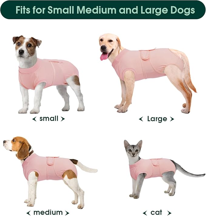 Kuoser Dog Surgery Suit Female Spay, Dog Recovery Suit Male Neuter, Puppy Clothes Onesie for Surgery Anti Licking Abdominal Wounds Pet Surgical Recovery Bodysuit Shirt, Substitute E-Collar & Cone