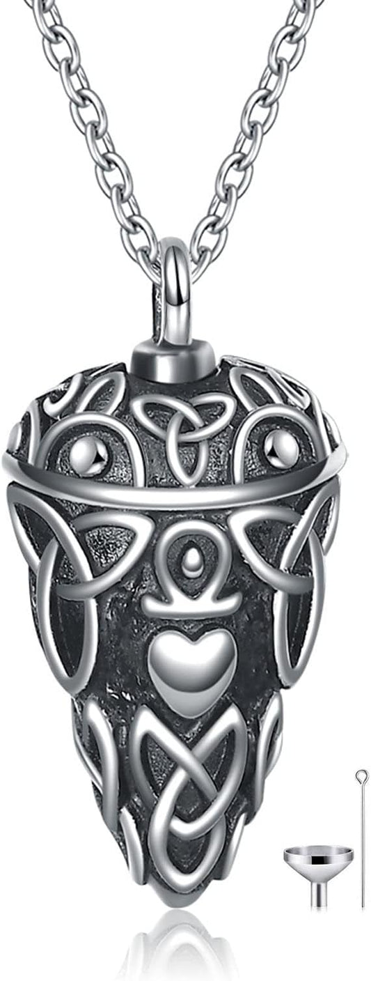 TIGER RIDER Urn Necklace for Ashes for Women 925 Sterling Silver Cremation Jewelry for Ashes