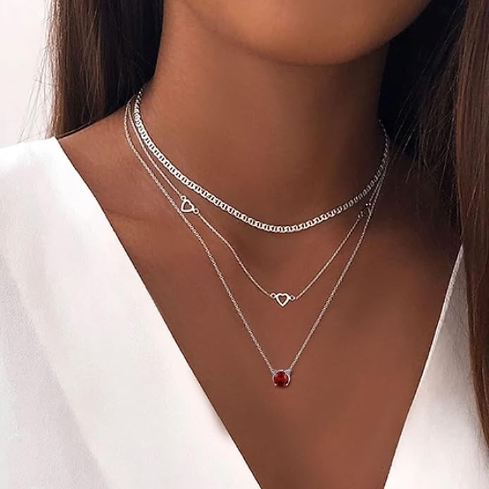 SILVERCUTE Sterling Silver Birthstone Necklace for Women,Dainty Silver Pendant Necklace with Round Cubic Zirconia,16"-18"