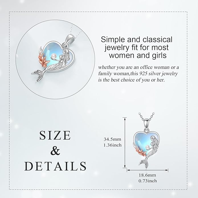 KQF Dragonfly/Butterlfy/Cat/Jellyfish/Bunny/Axolotl/Bee/Mermaid/Hummingbird/Elephant Necklace for Women Sterling Silver Moonstone Pendant Necklace Dragonfly Jewelry Gifts for Women