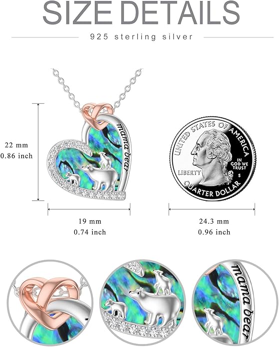 Mothers Day Gift for Mom 925 Sterling Silver Mama Bear/Dinosaur/Cat/Bird/Chicken Necklace with 1 2 3 4 5 Cubs Jewelry for Women Wife Grandma