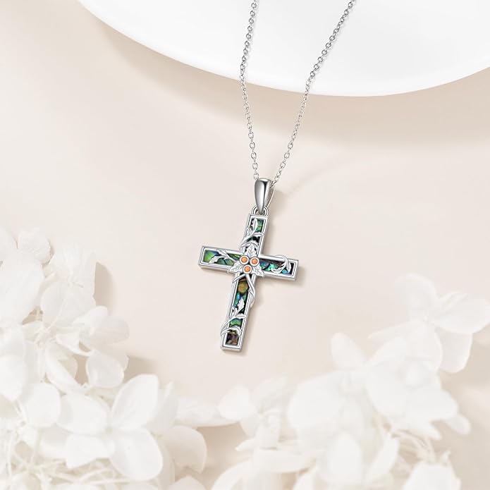 YFN Cross Necklace Sterling Silver Religious Cross Pendant Jewelry Christian Gifts for Women Men