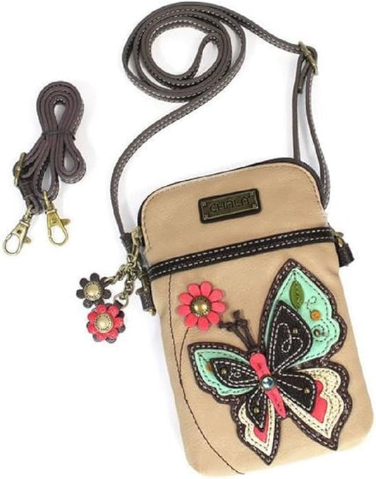 CHALA Cell Phone Crossbody Purse-Women PU Leather/Canvas Multicolor Handbag with Adjustable Strap