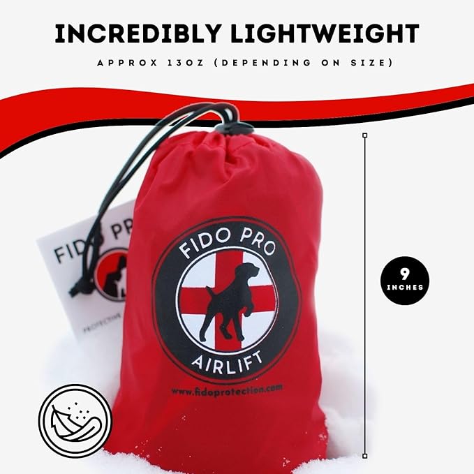 Fido Pro Airlift Emergency Dog Rescue Sling - XL 2 Person Carry System for Extra Large Dogs - Adjustable Shoulder Padding - Lightweight, Packable Dog Sling for Hiking, Skiing - Fits Dogs 70-160 lbs