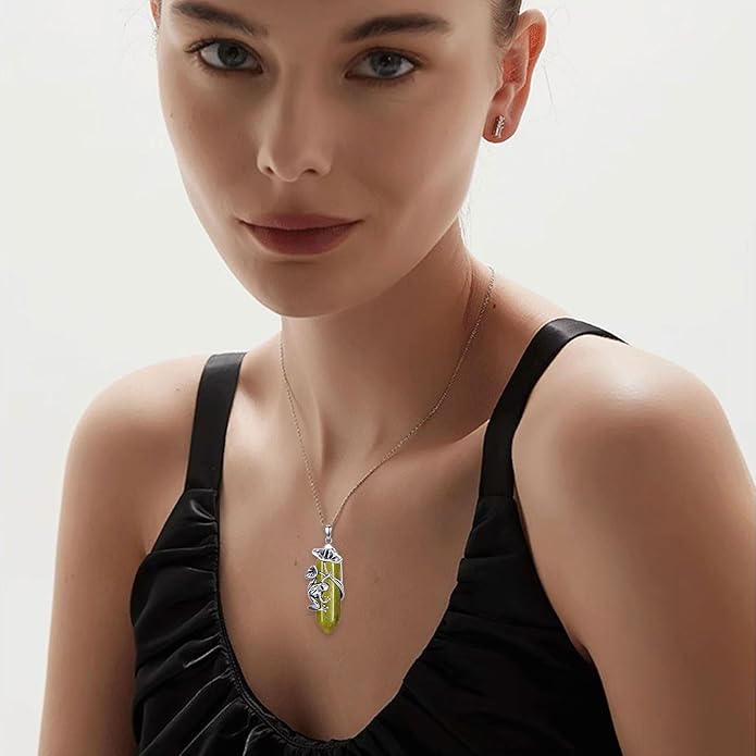 Frog Necklace 925 Sterling Silver Frog Pendant Birthstone Quartz Jewelry Gift for Women s Mom