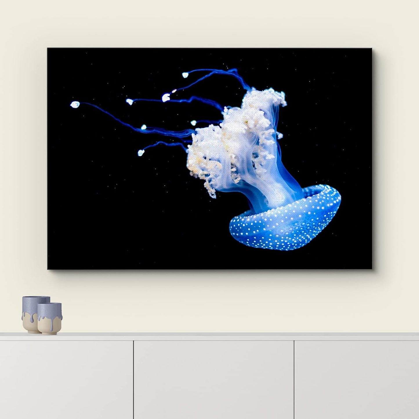 wall26 Canvas Print Wall Art Mystic Fantasy Tropical Blue X-Ray Jellyfish Nature Animals Photography Realism Rustic Scenic Landscape Wilderness Colorful for Living Room, Bedroom, Office - 32"x48"