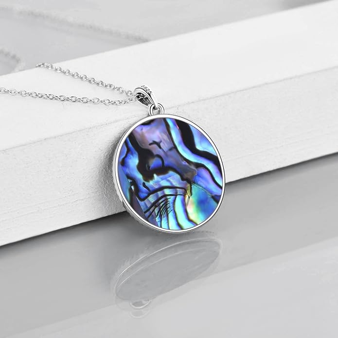 Celtic Moon Black Cat Necklace for Women - Abalone Tree of Life Sterling Silver Cat Lovers Jewelry