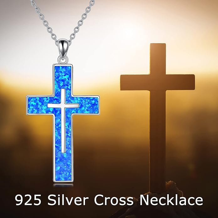 YFN Cross Necklace Sterling Silver Religious Cross Pendant Jewelry Christian Gifts for Women Men