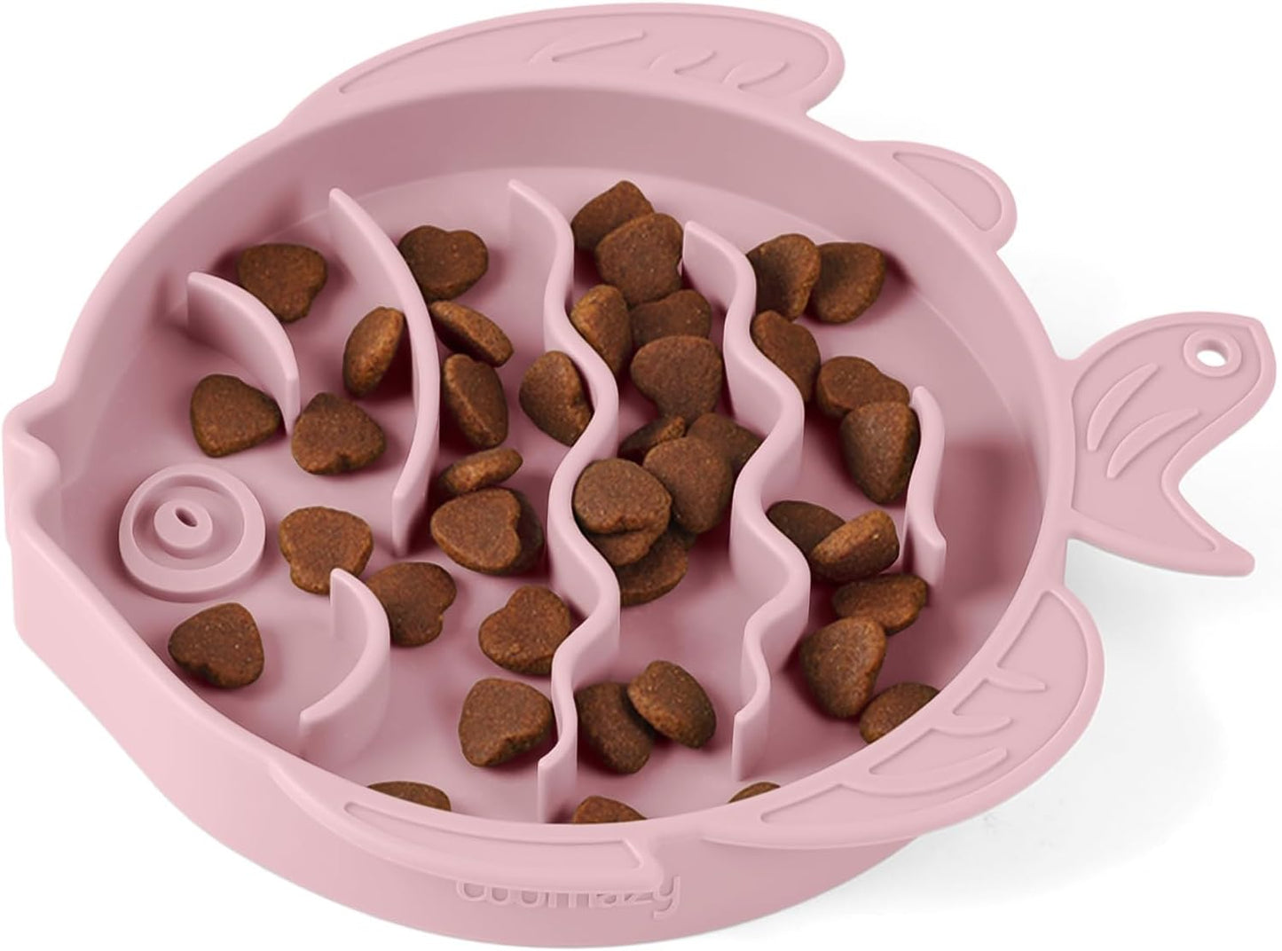 Coomazy 2-in-1 Silicone Slow Feeder Dog Cat Bowls, Lick Mat Interactive Puzzle Toy for Pets Dry/Wet Food Training, Keeps Dogs Cats Busy, Prevents Puppy Kitty Overeating (Pink, 1.2 Cup)