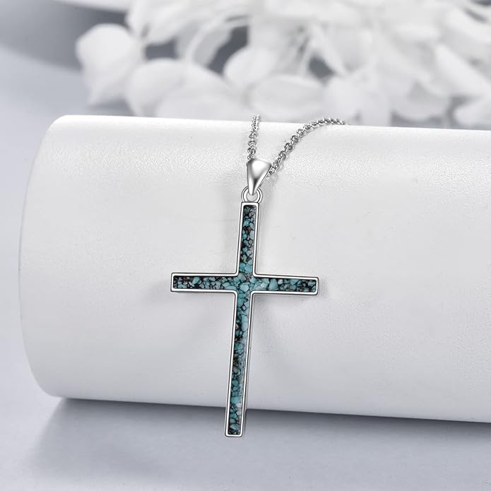 YFN Cross Necklace Sterling Silver Religious Cross Pendant Jewelry Christian Gifts for Women Men