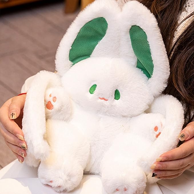 PEACH CAT Cute Bat Bunny Plush Pillow Kawaii Bat Rabbit Stuffed Animal for Kids White 12"