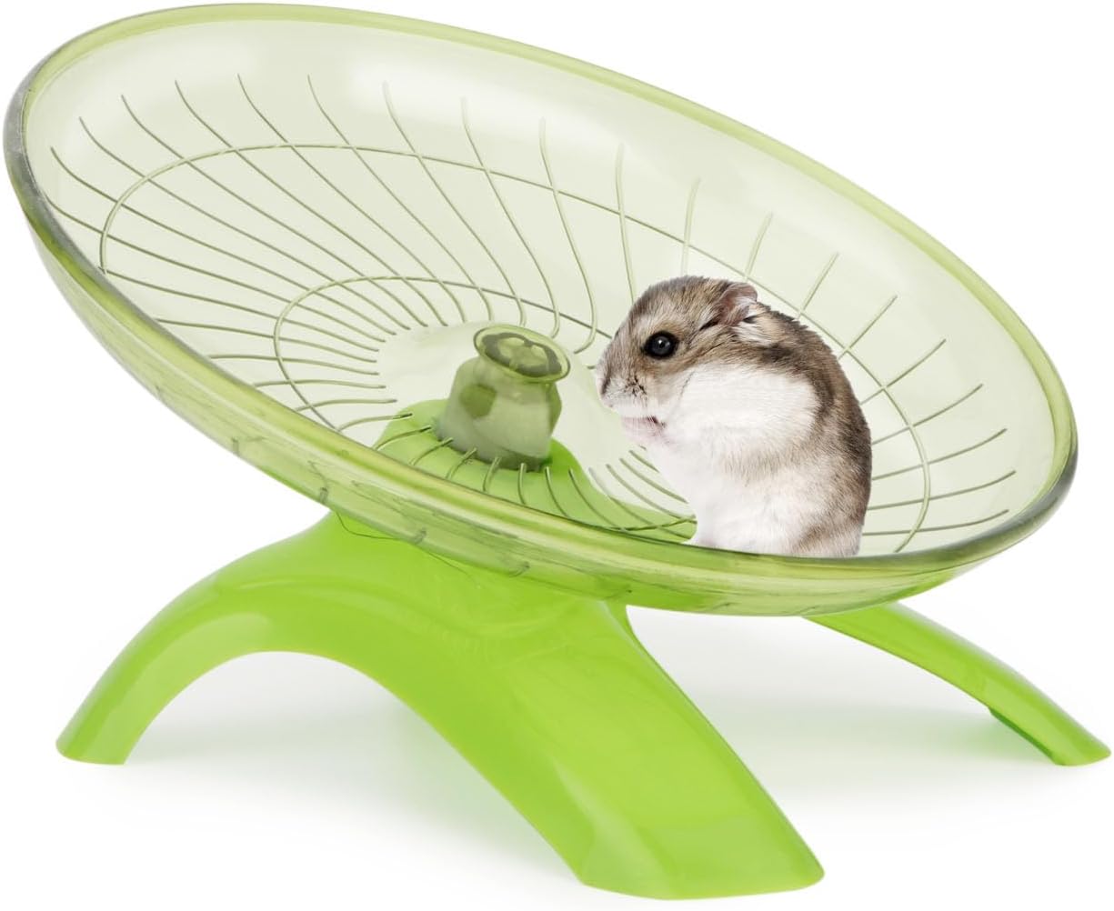 Hamster Wheel Flying Saucer Silent Exercise Wheel Running Wheel for Hamsters, Gerbils, Mice and Other Small Pets, Silent Hamster Running Wheel (Green)