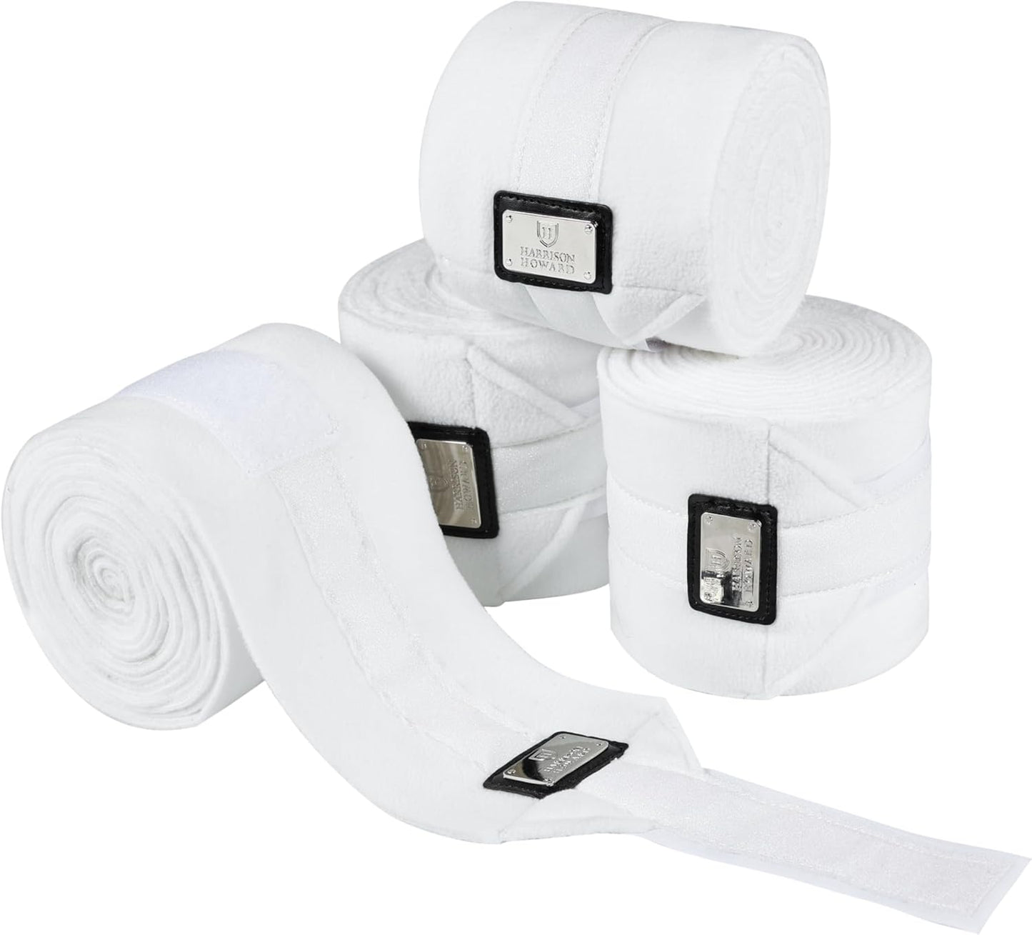 Harrison Howard Horse Polo Wraps Upgrade with Bling Leg Wraps for Horses 4-Pack Fleece Leg Wraps Stable Supplies White M