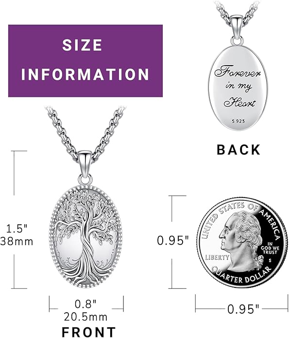 Picture Locket Necklace for Women Men Rose 14K Real Gold 925 Sterling Silver Jewelry Heart Locket Necklace that Holds Pictures Tree of Life Viking Wolf Celtic Knot St Christopher St Michael Pendant