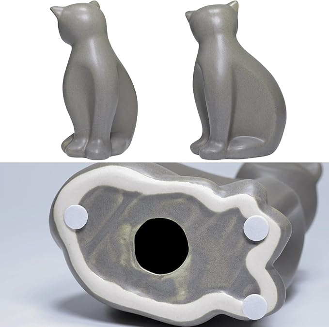 ECYC Minimalist Ceramic Lucky Cat Statue Living Room Desk Animal Figurine Decoration, DeepGrey