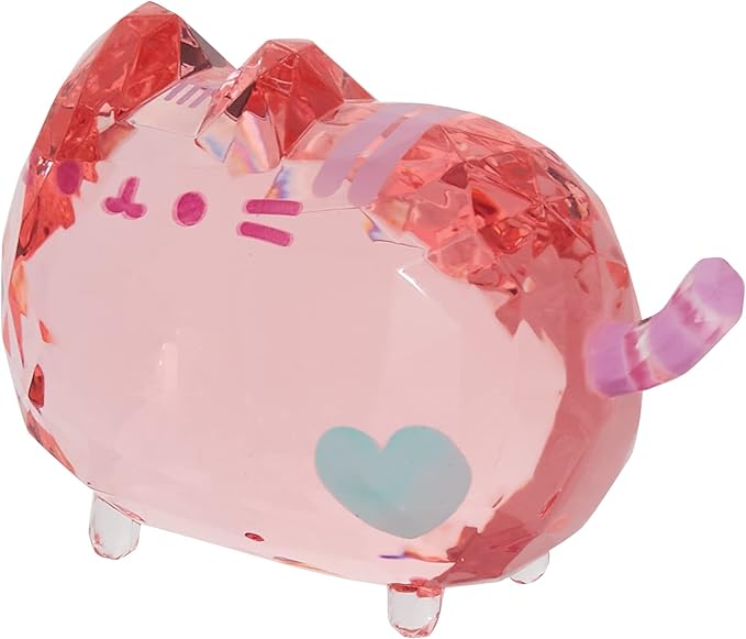 Enesco Facets Pusheen The Cat with Heart Figurine, 1.69 Inch, Pink