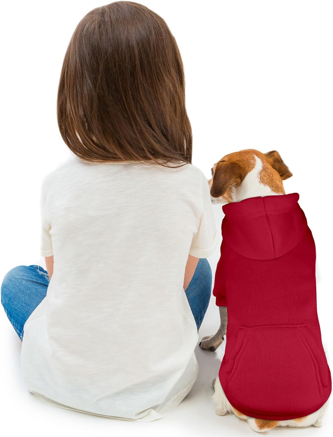 Dog Sweaters for Small Dogs Dog Hoodie Pet Sweater Solid Soft Brushed Fleece Pet Clothes Hoodie Sweatshirt with Pocket(Red-S)
