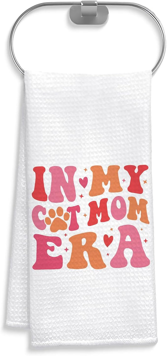 in My Cat Mom Era Kitchen Towels, for Cat Mom Hand Towels for Bathroom Decor, Kitty Kitten Pet Lover Gifts for Women Decor Dish Tea Towels for Kitchen, 16x24 Inch