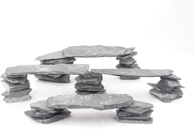 CFKJ [18 Pounds] Natural Slate Stone Rocks, Mix of Rocks About 2 to 5 inches and 4 Piece 8 inches Slate Stone Rocks for Aquascaping, Aquariums, Terrariums, Amphibian Enclosures