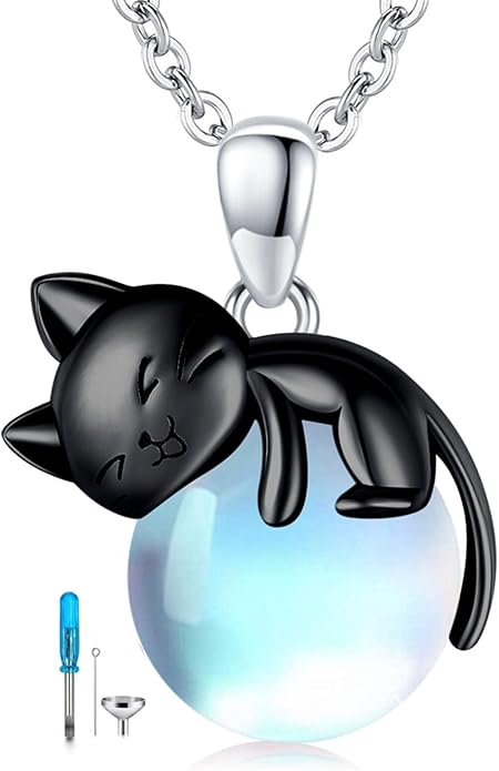 Cat Necklace Sterling Silver Cat Pendnat with Rose Quartz Pearl Jewelry Gifts for Women Cat Lovers