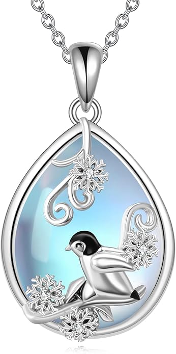 KQF Dragonfly/Butterlfy/Cat/Jellyfish/Bunny/Axolotl/Bee/Mermaid/Hummingbird/Elephant Necklace for Women Sterling Silver Moonstone Pendant Necklace Dragonfly Jewelry Gifts for Women