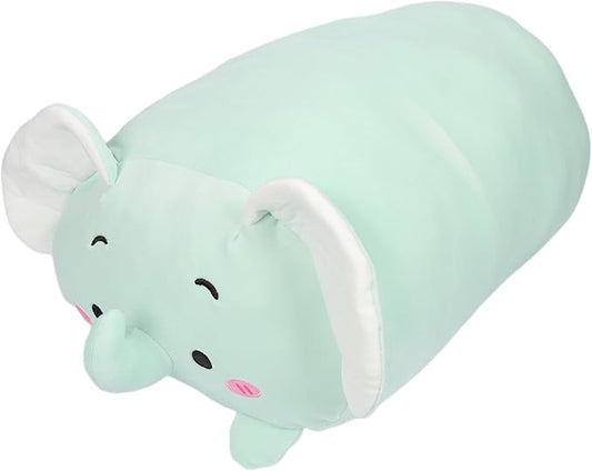 TemBe 23.6 inch Cute Large Elephant Plush Stuffed Animal Pillow, Very Soft Squish Mellow Hugging Toy Gifts for Bedding, Kids Sleeping Cute Pillow (Green Elephant)
