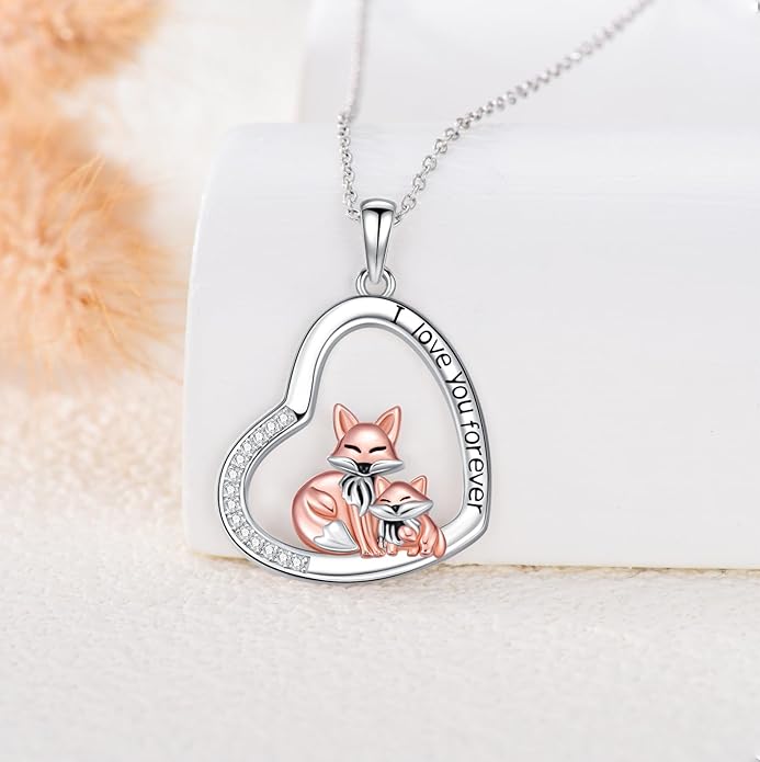 Cat Squirrel Llama Raccoon Tiger Cheetah Elephant Fox Sloth Koala Monkey Horse Dinosaur Axolotl Necklace Animal Pendant Heart Necklace 925 Sterling Silver