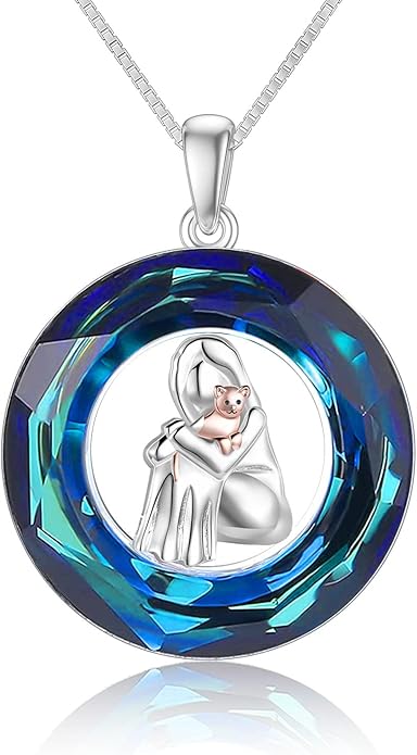 POPKIMI Cat Lover Pendant Necklace Dog Lover Necklace 925 Sterling Silver Crystal Cat Memorial Gifts for Women Animal Heart Jewelry Birthday Gifts