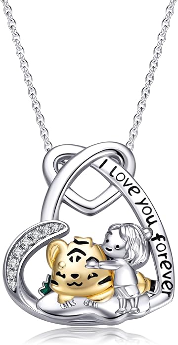 Cat Squirrel Llama Raccoon Tiger Cheetah Elephant Fox Sloth Koala Monkey Horse Dinosaur Axolotl Necklace Animal Pendant Heart Necklace 925 Sterling Silver