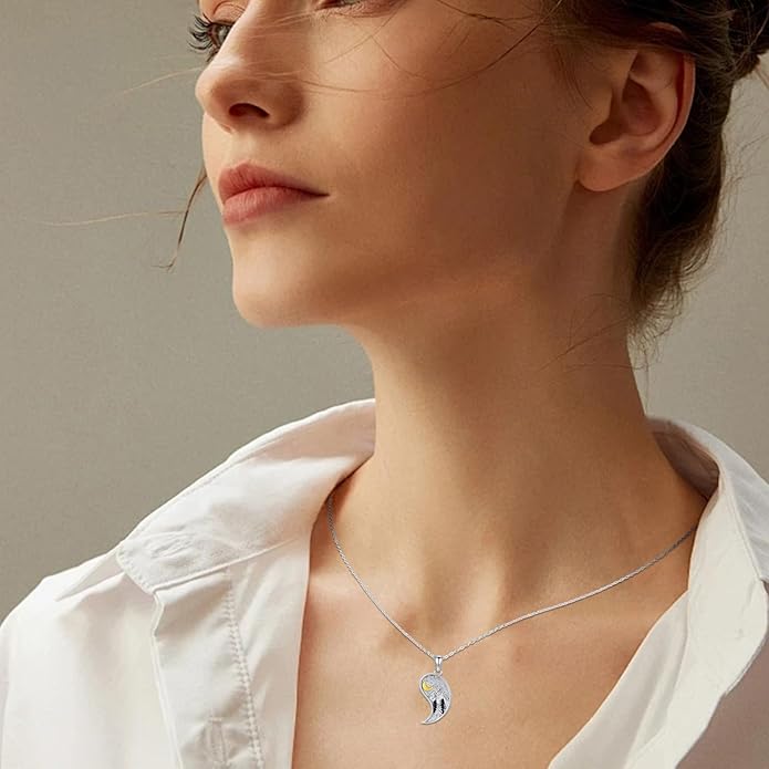 Yin Yang Matching Jewelry Set 925 Sterling Silver Yin Yang Friendship Couples BFF Pendant Necklace Jewelry for Her Him Women Men