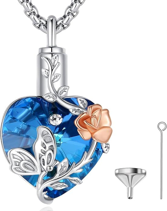 EUDORA Sterling Silver Urn Necklace for Ashes for Women Men, Ash Pendant for Human Cat Dog Ashes, Necklace for Ashes of Loved One Dad Mom Papa Pet Cremation Souvenir Jewelry for Funeral, 20inch