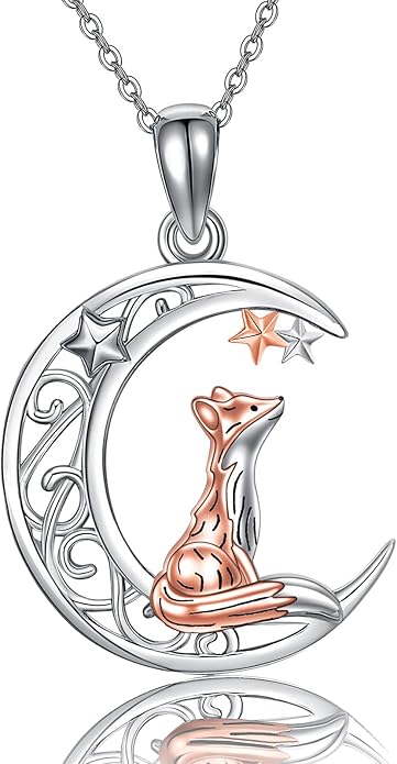 Sterling Silver Cute Animal Pendant Necklace Fox/Snake/Unicorn/Owl on Moon/Rabbit/Horse Necklace Jewelry Gifts for Women Mom Sister