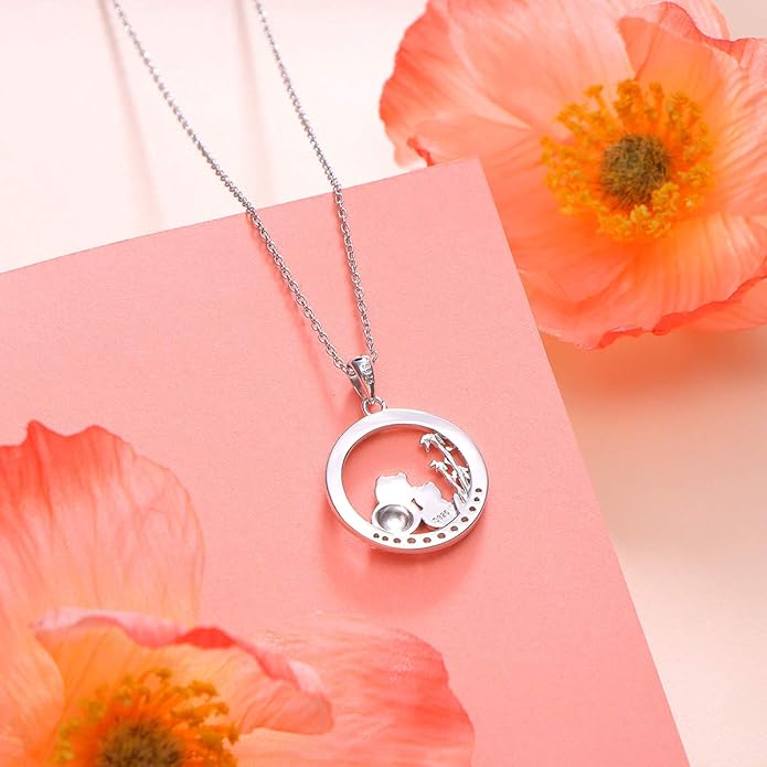 FLYOW 925 Sterling Silver Jewelry Cute Animal Pendant Necklace for Women Birthday Graduation Valentine's Day Gifts
