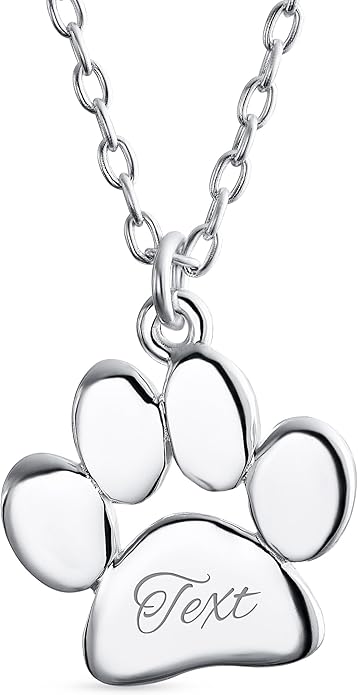 Personalized Initial Alphabet A-Z Dainty Dog Cat Pet Kitten Puppy Paw Print Pendant Necklace Animal Jewelry For Women Teen Polished Rose Yellow Gold Plated .925 Sterling Silver Customizable