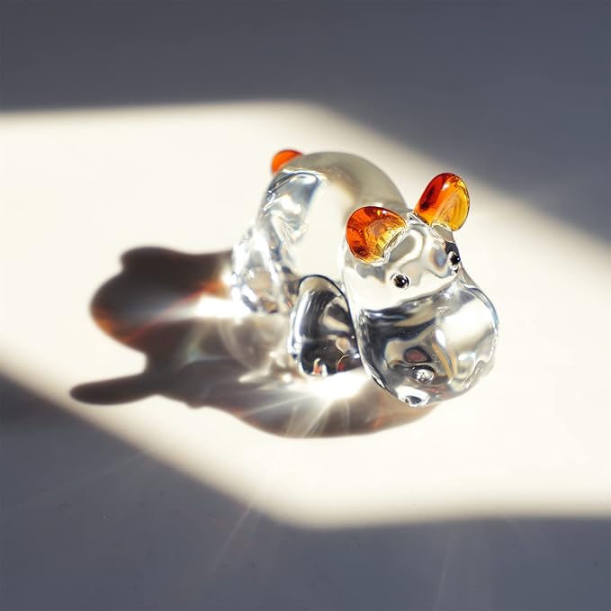 HDCRYSTALGIFTS 2.5inch Hippopotamus for Christmas Crystal Hippo Figurine Collectibles House Hippo Statues Glass Art Wildlife Paperweight Ornament Creative Decoration Gift for Animal Lover