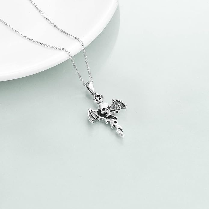 YFN Gothic Necklace Sterling Silver Wiccan Witch Pendant Goth Jewelry Witchy Gifts for Women Men