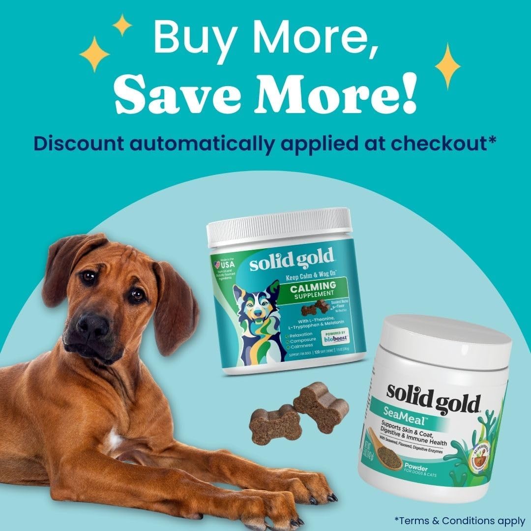 Solid Gold Cat & Dog Multivitamin Powder - Kelp Powder, Omega 3 & Vitamins for Dental, Digestive, Immune, Skin & Coat Health - Multi Vitamin for Dogs & Cats - Cat & Dog Food Additive Supplement - 5oz